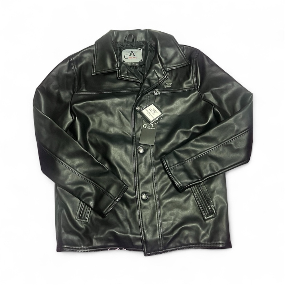 Milano Men's Black Leather Shirt Jacket
